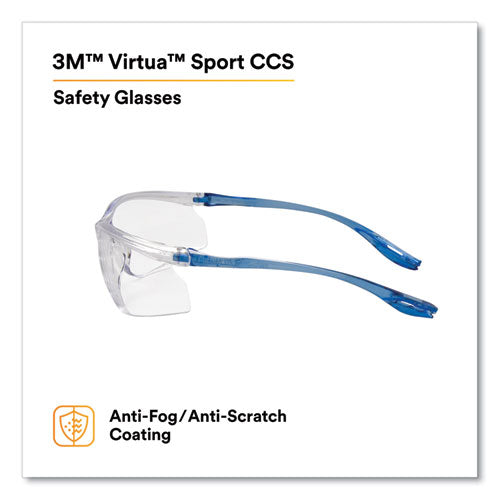 Image of 3M Virtua Sport CCS Protective Eyewear, Blue Plastic Frame, Clear Polycarbonate Lens