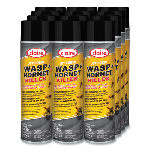 Image of Claire® Jet Force Wasp and Hornet Killer, 14 oz Aerosol Spray, 12/Carton