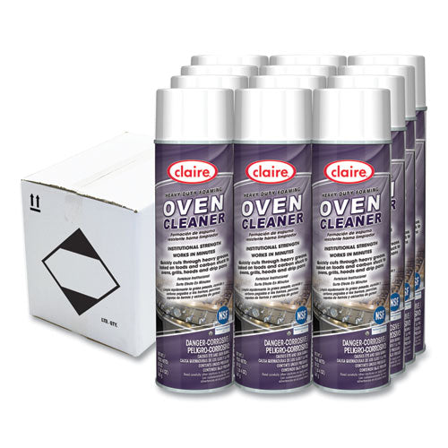 Image of Claire® Heavy Duty Foaming Oven Cleaner, 20 oz Aerosol Spray, 12/Carton