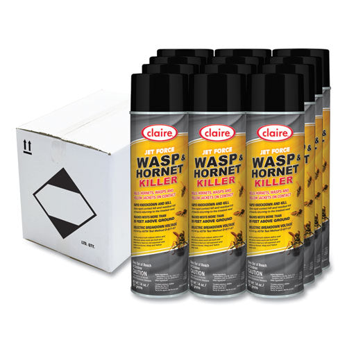 Image of Claire® Jet Force Wasp and Hornet Killer, 14 oz Aerosol Spray, 12/Carton