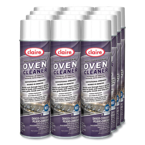 Image of Claire® Heavy Duty Foaming Oven Cleaner, 20 oz Aerosol Spray, 12/Carton