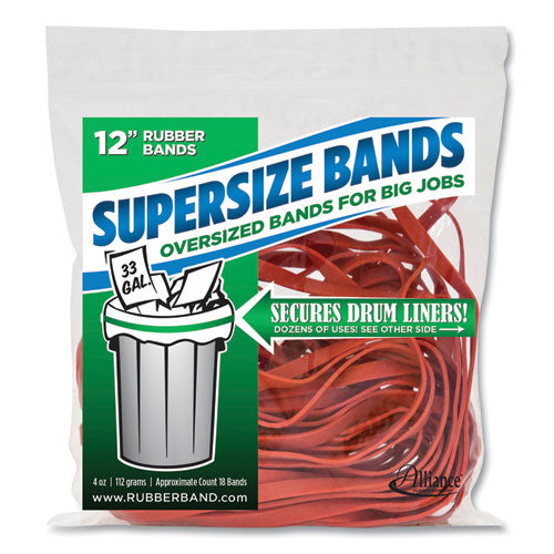 Image of Alliance® SuperSize Bands, 0.25" x 12", 4,060 psi Max Elasticity, Red, 18/Pack