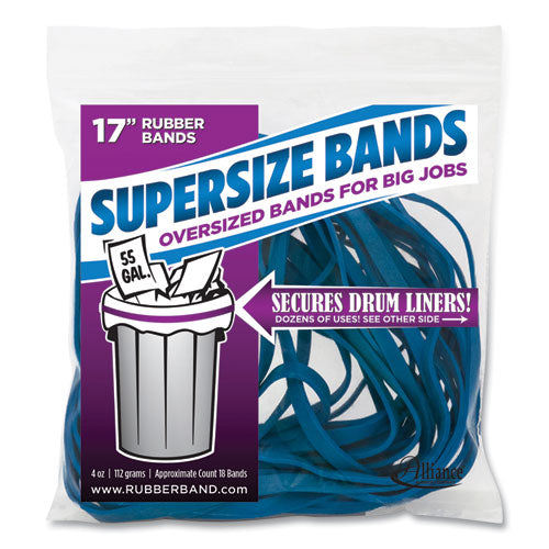 Image of Alliance® SuperSize Bands, 0.25" x 17", 4,060 psi Max Elasticity, Blue, 12/Pack