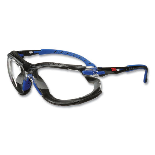 Image of 3M Solus 1000 Series Safety Glasses, Black/Blue Plastic Frame, Clear Polycarbonate Lens
