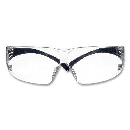 Image of 3M SecureFit Protective Eyewear, 200 Series, Dark Blue Plastic Frame, Clear Polycarbonate Lens