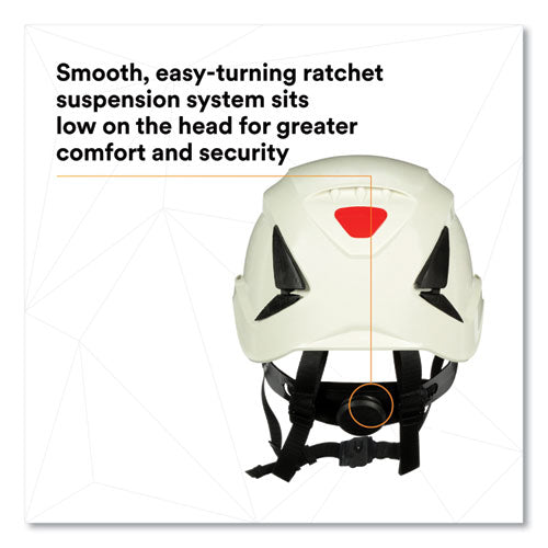 Image of 3M SecureFit X5000 Series Safety Helmet, 6-Point Pressure Diffusion Ratchet Suspension, White