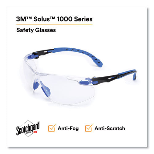 Image of 3M Solus 1000 Series Safety Glasses, Blue Plastic Frame, Clear Polycarbonate Lens