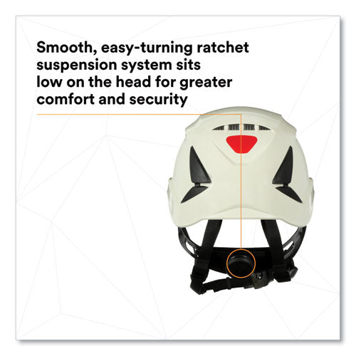 Image of 3M SecureFit X5000 Series Safety Helmet, Vented, 6-Point Pressure Diffusion Ratchet Suspension, White