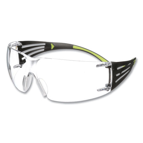 Image of 3M SecureFIt Protective Eyewear, 400 Series, Green Plastic Frame, Clear Polycarbonate Lens