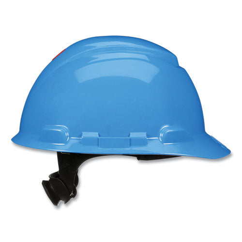 Image of 3M SecureFit H-Series Hard Hats, H-700 Cap with UV Indicator, 4-Point Pressure Diffusion Ratchet Suspension, Blue