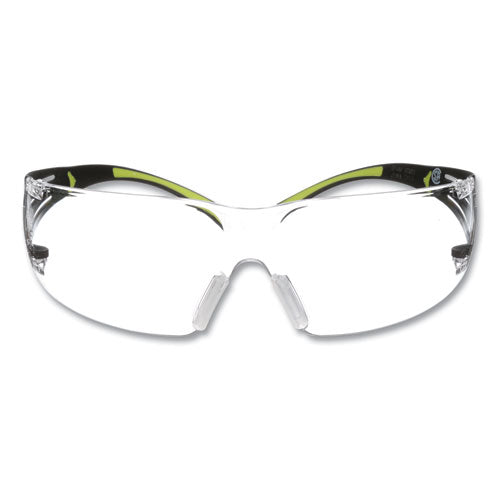 Image of 3M SecureFIt Protective Eyewear, 400 Series, Green Plastic Frame, Clear Polycarbonate Lens