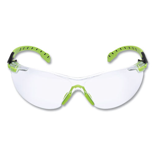 Image of 3M Solus 1000-Series Safety Glasses, Black/Green Plastic Frame, Clear Polycarbonate Lens