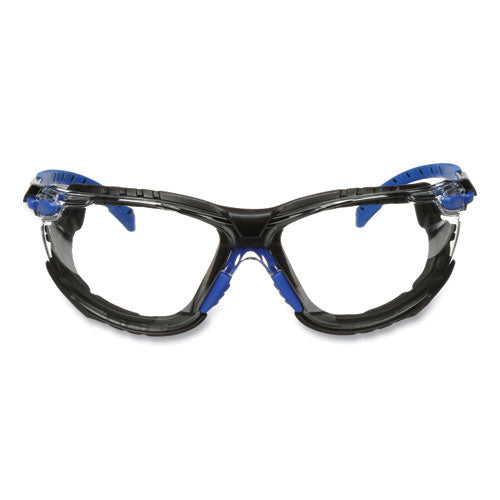 Image of 3M Solus 1000 Series Safety Glasses, Black/Blue Plastic Frame, Clear Polycarbonate Lens
