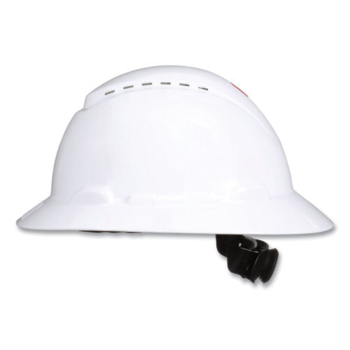 Image of 3M SecureFit H-Series Hard Hats, H-800 Vented Hat with UV Indicator, 4-Point Pressure Diffusion Ratchet Suspension, White