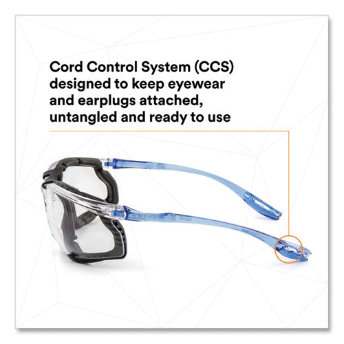 Image of 3M CCS Protective Eyewear with Foam Gasket, +1.5 Diopter Strength, Blue Plastic Frame, Clear Polycarbonate Lens