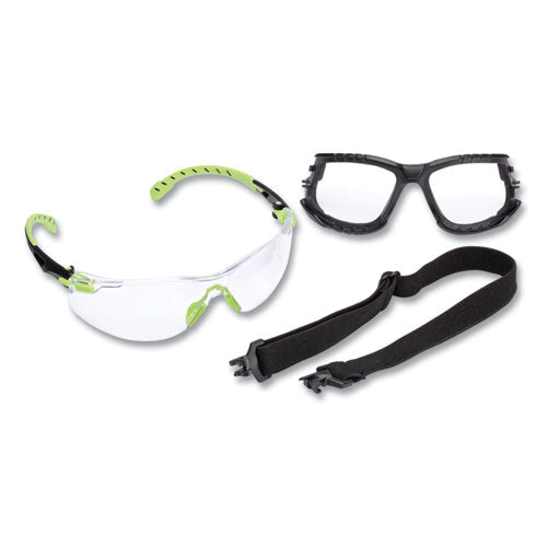 Image of 3M Solus 1000-Series Safety Glasses, Green Plastic Frame, Clear Polycarbonate Lens