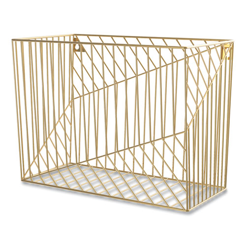 Image of U Brands Vena Hanging File Basket, Letter Size, 6.85" Long, Gold
