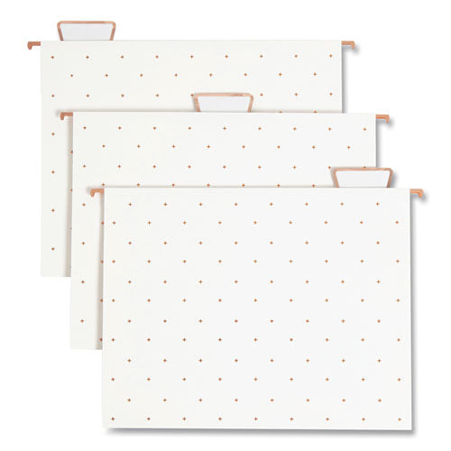 Image of U Brands Letter-Size Desktop Fashion Filing Set, Rose Gold, (1) Rack, (3) Hanging Folders, (3) File Folders, (2) Trays,(1) Mail Sorter