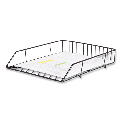Image of U Brands Vena Paper Tray, 1 Section, Holds 11" x 8.5" Sheets, 10.04 x 12.44 x 2.01, Black