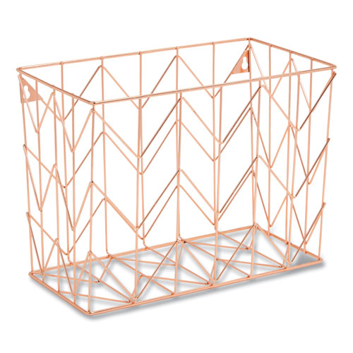 Image of U Brands Letter-Size Desktop Fashion Filing Set, Rose Gold, (1) Rack, (3) Hanging Folders, (3) File Folders, (2) Trays,(1) Mail Sorter