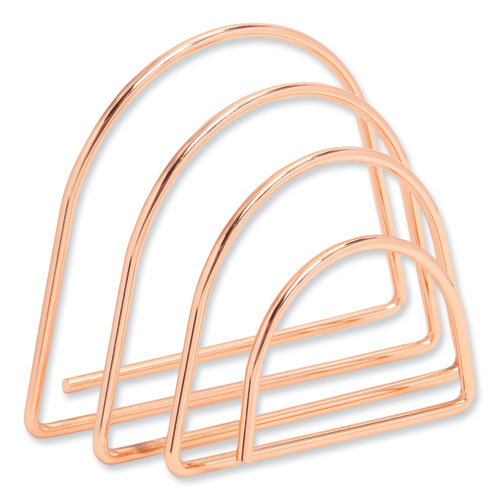 Image of U Brands Letter-Size Desktop Fashion Filing Set, Rose Gold, (1) Rack, (3) Hanging Folders, (3) File Folders, (2) Trays,(1) Mail Sorter