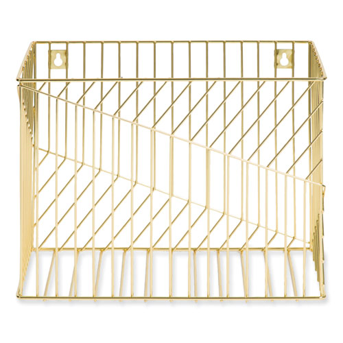 Image of U Brands Vena Hanging File Basket, Letter Size, 6.85" Long, Gold