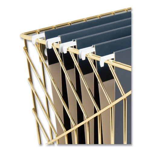 Image of U Brands Vena Hanging File Basket, Letter Size, 6.85" Long, Gold