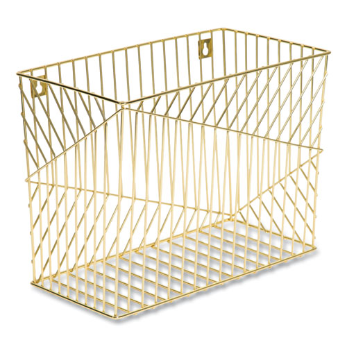 Image of U Brands Vena Hanging File Basket, Letter Size, 6.85" Long, Gold