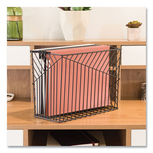 Image of U Brands Vena Hanging File Basket, Letter Size, 6.85" Long, Black