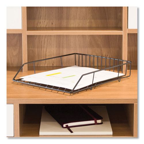 Image of U Brands Vena Paper Tray, 1 Section, Holds 11" x 8.5" Sheets, 10.04 x 12.44 x 2.01, Black