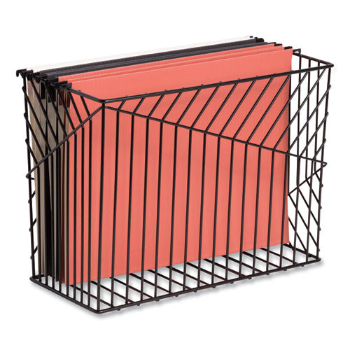 Image of U Brands Vena Hanging File Basket, Letter Size, 6.85" Long, Black
