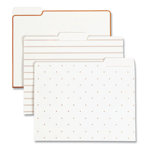 Image of U Brands Letter-Size Desktop Fashion Filing Set, Rose Gold, (1) Rack, (3) Hanging Folders, (3) File Folders, (2) Trays,(1) Mail Sorter