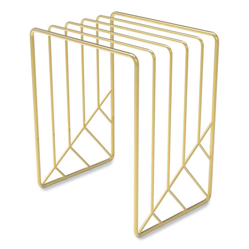 Image of U Brands Vena Desktop Organization Kit, 8 Compartments, Letter Sorter, Paper Tray, Pencil Cup, Gold, Metal