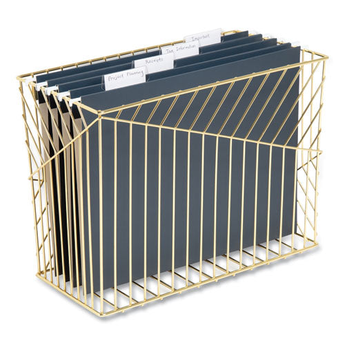 Image of U Brands Vena Hanging File Basket, Letter Size, 6.85" Long, Gold