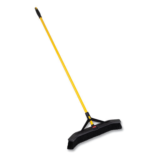 Image of Rubbermaid® Commercial Maximizer Push-to-Center Broom, 24", Polypropylene Bristles, Yellow/Black