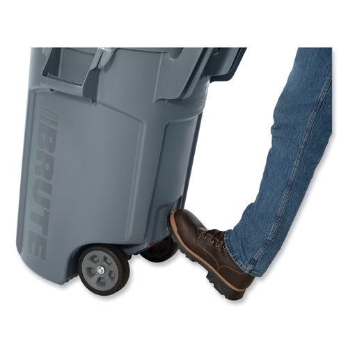 Image of Rubbermaid® Commercial Vented Wheeled BRUTE Container, 32 gal, Plastic, Gray