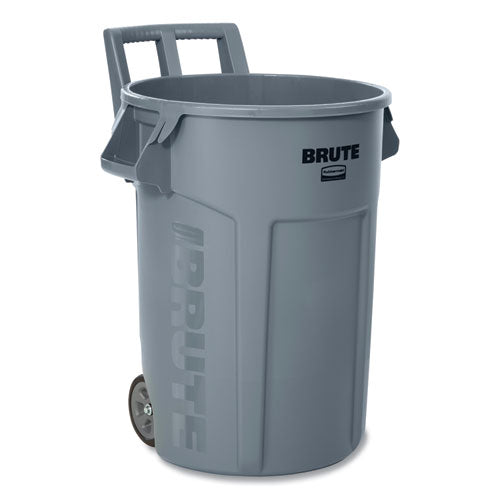 Image of Rubbermaid® Commercial Vented Wheeled BRUTE Container, 32 gal, Plastic, Gray