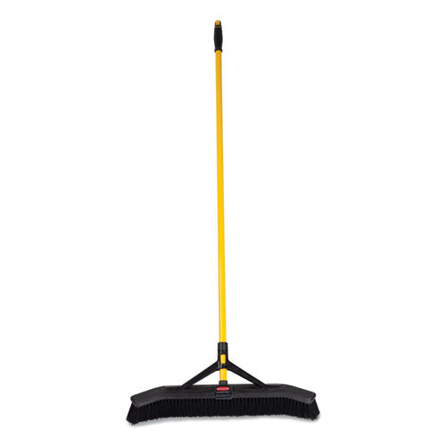 Image of Rubbermaid® Commercial Maximizer Push-to-Center Broom, 24", Polypropylene Bristles, Yellow/Black
