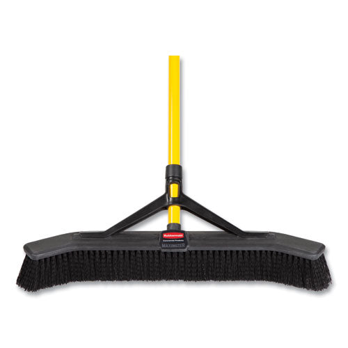 Image of Rubbermaid® Commercial Maximizer Push-to-Center Broom, 24", Polypropylene Bristles, Yellow/Black
