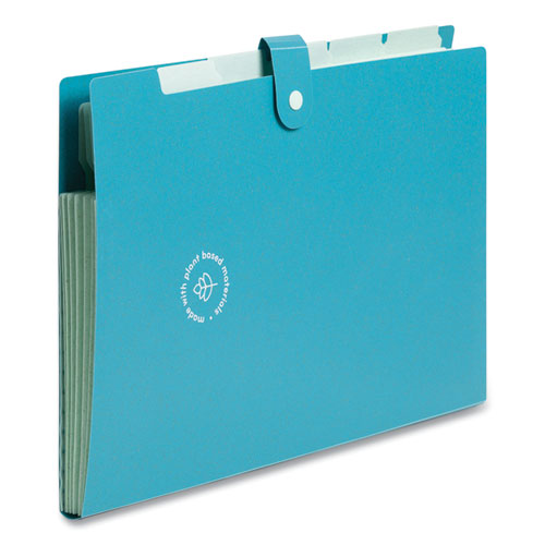 Image of U Brands U-Eco Six-Pocket Expandable Folder, 4.5" Expansion, 6 Sections, Snap Button Closure, 1/6-Cut Tabs, Letter Size, 3/Pack