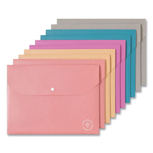 Image of U Brands U-Eco Document Holder, 0.59" Expansion, 1 Section, Snap Button Closure, Letter Size, Assorted Colors, 10/Pack