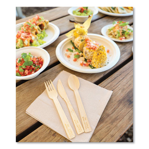 Image of World Centric® Bamboo Cutlery, Fork/Knife/Napkin/Spoon, Paper, Natural, 250/Carton