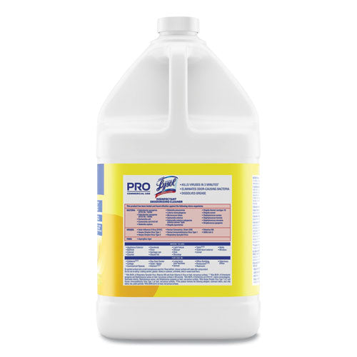 Image of Professional LYSOL® Brand Disinfectant Deodorizing Cleaner Concentrate, Lemon Scent, 128 oz Bottle, 4/Carton