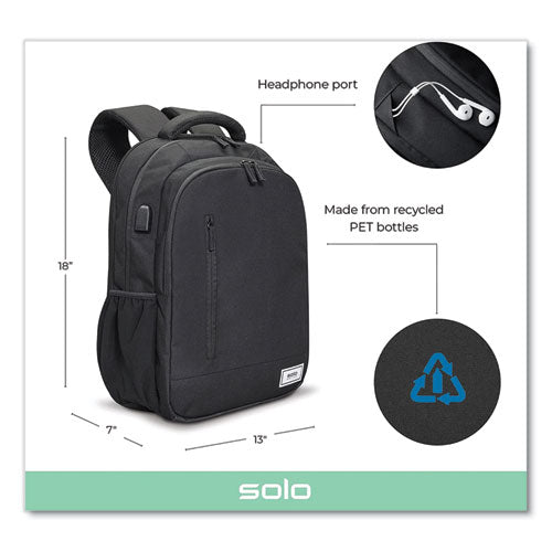 Image of Solo Re:Define Laptop Backpack, 15.6", 12.25 x 5.75 x 18.75, Black