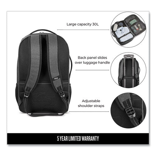 Image of Solo Grand Travel TSA Backpack, 17.3", 11.88 x 7 x 19, Dark Gray