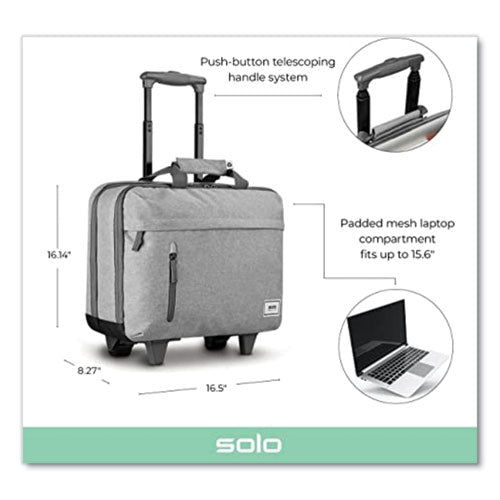 Image of Solo Re:Start Underseat Rolling Case, 15.6", 16 x 6 x 14, Light Gray