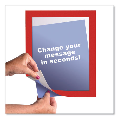 Image of deflecto® Self-Adhesive Sign Holders, 8.5 x 11 Insert, Clear with Red Border Frame, 2/Pack