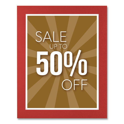 Image of deflecto® Self-Adhesive Sign Holders, 8.5 x 11 Insert, Clear with Red Border Frame, 2/Pack