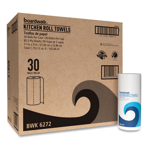 Image of Boardwalk® Kitchen Roll Towel, 2-Ply, 11 X 9, White, 85 Sheets/roll, 30 Rolls/carton