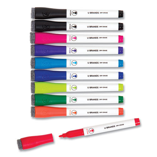 Image of U Brands Medium Point Dry Erase Markers, Medium Tip, Assorted Colors, 10/Pack